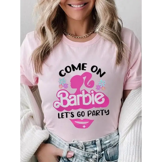 Barbie Print Letter Tee: Summer Style Upgrade! - T-shirts