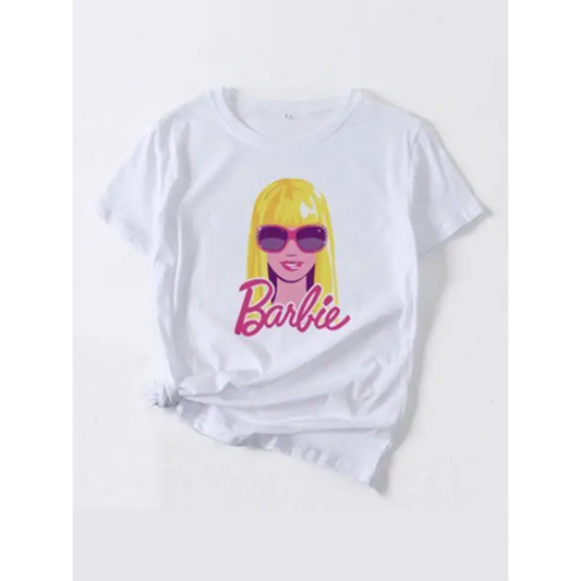 Barbie Print Letter Tee: Sporty & Stylish - T-shirts