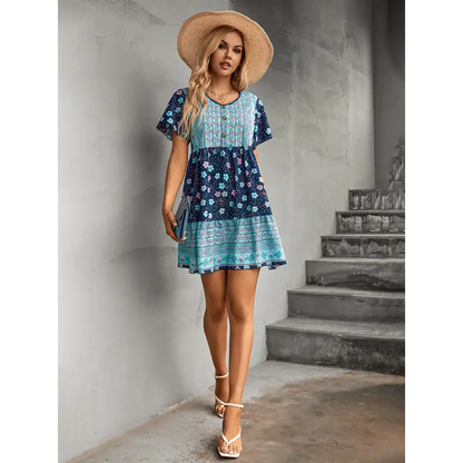 ’’flirty Floral Boho Dress - Dropped Shoulder Sleeves Delight!’’ - Vacation Dresses