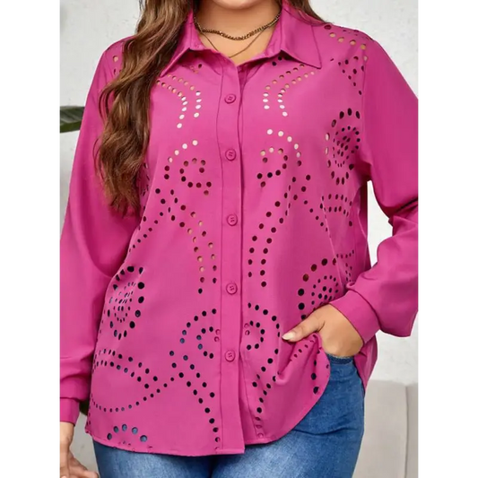 Exciting Plus Size Hollow Shirt For Fashion-forward Women! - Shirts & Blouses