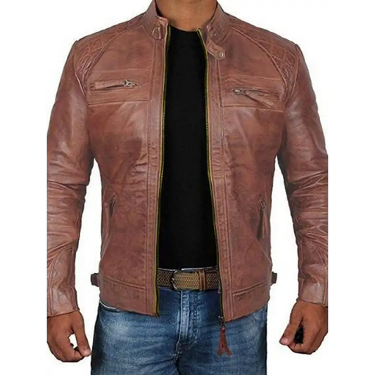 Luxurious Polyester Leather Jacket - Stylish & Lightweight! - Coats Jackets