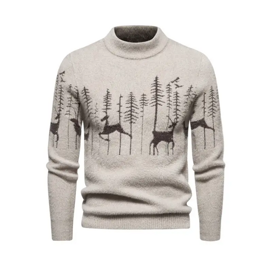 Cozy Round Neck Christmas Deer Pullover - Sweaters