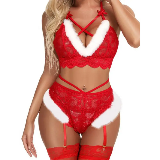 Plush Holiday Cheer Lingerie Set - Sexy Style! - Costume