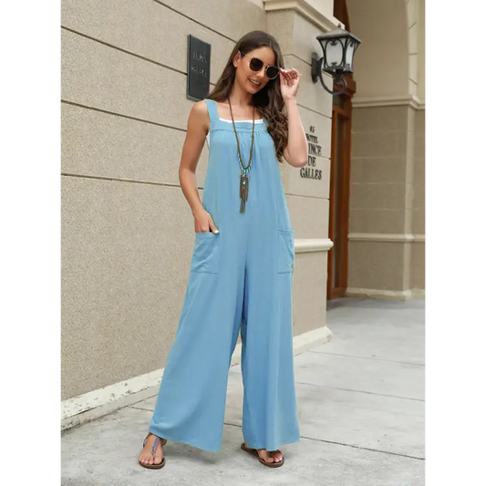 Exciting Patch Pocket Overall: Casual & Trendy Style! - Jumpsuits
