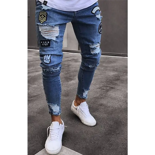 Frayed Slim Fit Jeans: Elevate Your Street Style! - Jeans