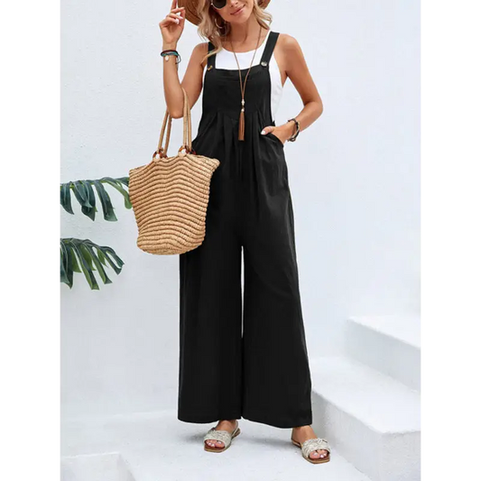 Vibrant Solid Color Suspender Pants - Add Some Fun! - Jumpsuits