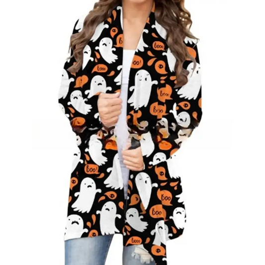 Halloween Element Long-sleeved Sweater: Spooky Chic! - Cardigans