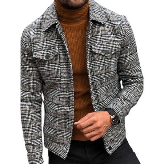 Fashion-forward Slim Plaid Men’s Coat: Casual Style - Coats & Jackets