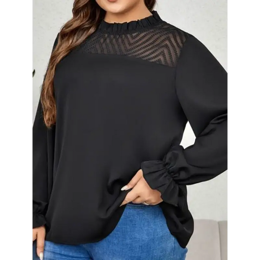 Fierce Round Neck Long Sleeve Top: Elevate Your Style! - Shirts & Blouses