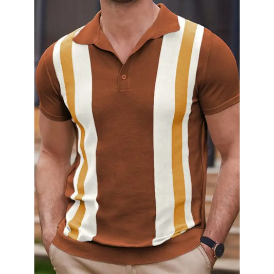 Summer Striped Jacquard Polo: Stylish Statement - Polo Shirts