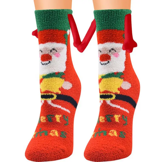 Festive Coral Velvet Christmas Socks - Cozy & Cute!