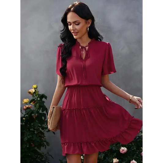 ’’high Neck Loose Ruffle Dress - Effortlessly Chic!’’ - Work Dresses