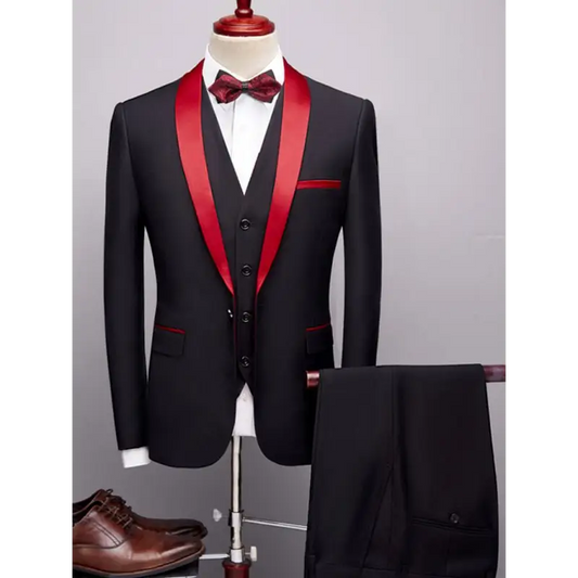 Dapper Three-piece Slim Business Suit - Suits