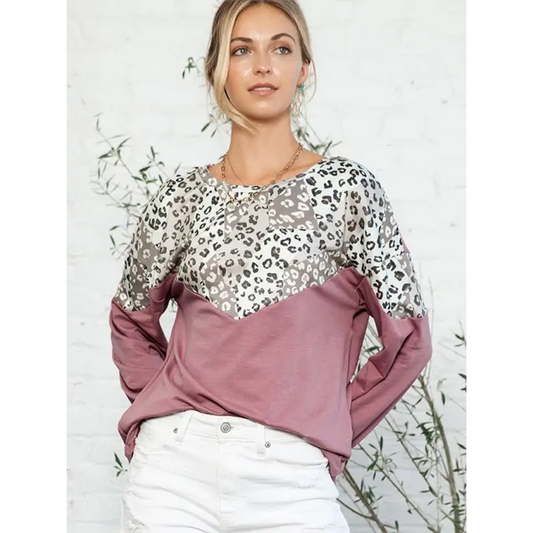 Leopard Print Fashion Sweatshirt: Chic & Stylish! - Knit Tops