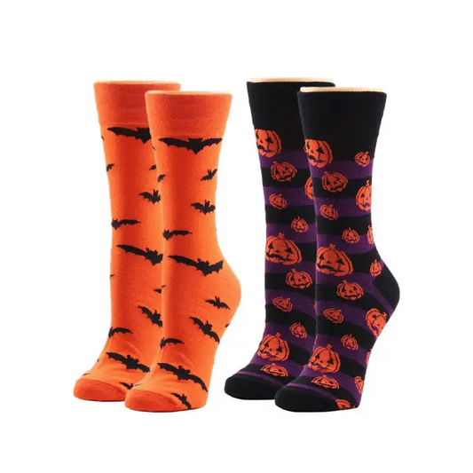 Spooky Devil Bat Halloween Socks: Festive Fun Pumpkins! - Socks