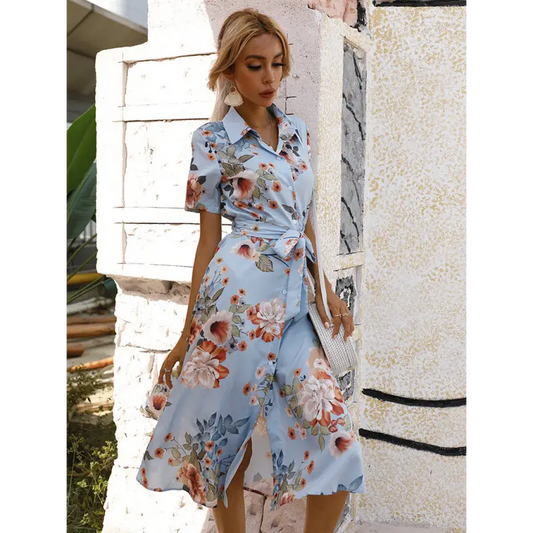 Floral Lantern Sleeve Shirt: Add a Pop Of Color! - Vacation Dresses