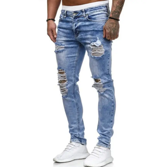 Frayed Slim Fit Street Denim - Distressed Effect Jeans