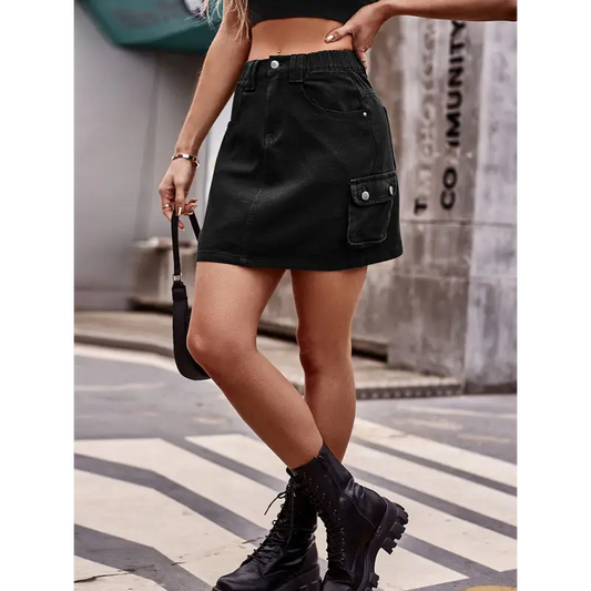 Upgrade Your Style With Elastic Waist Denim Skirt! - Dress & Skirts
