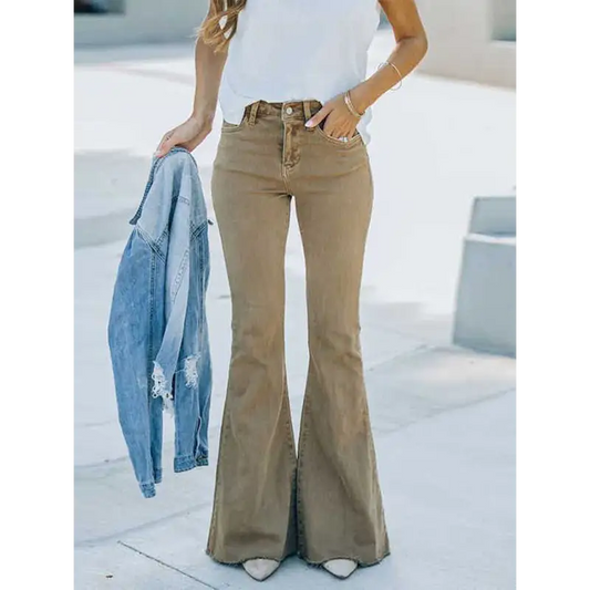 High Waist Vintage Flare Jeans: Retro-chic Must-have! - Jeans