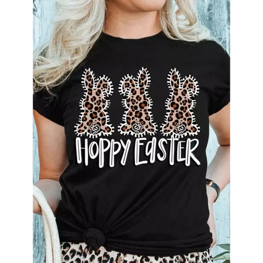 Leopard Print Bunny Easter Top: Stylish Urban Chic! - T-shirts