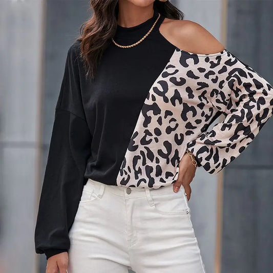 Wild Leopard Shoulder Shirt: Casual Must-have! - Knit Tops