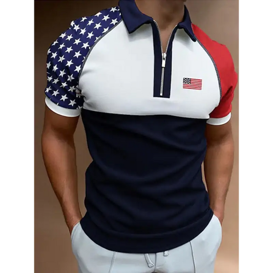 Nation Pride Zip Polo: Show Your Flag Style! - Polo Shirts