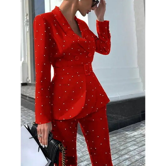 Chic Polka Dot Power Suit - Fashionable Temperament At Its Best! - Suits