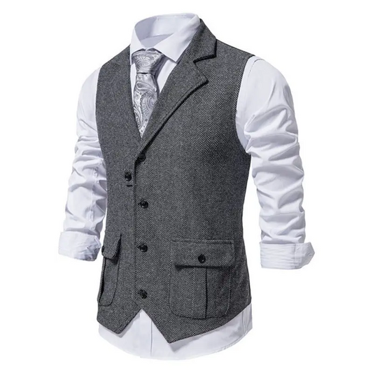 Retro Herringbone Tweed Suit Vest - Vintage Charm! - Vests