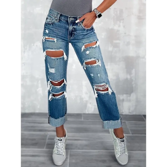 High Waist Ripped Jeans: Street Style Essential! - Jeans