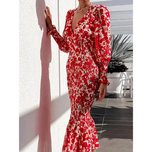 Floral Fantasy Slim Dress - Vacation Dresses