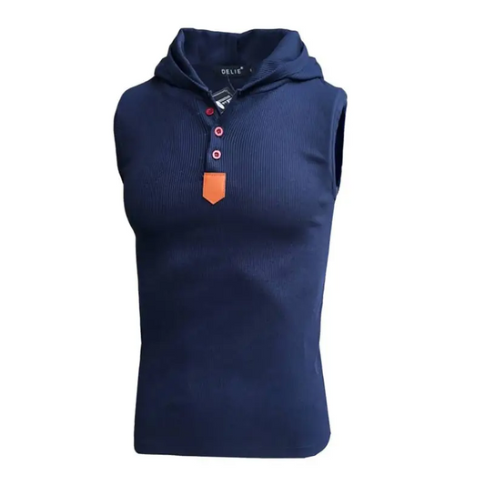 Summer Vibes: Hooded Casual Pullover For Men - Vests