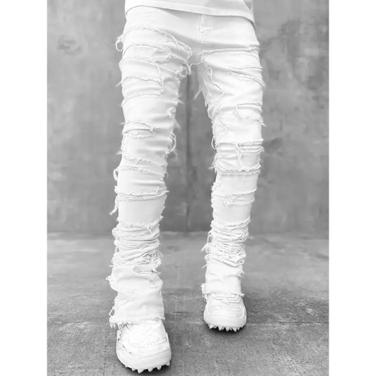 Patch Denim Stretch Pants: Style Upgrade! - Jeans