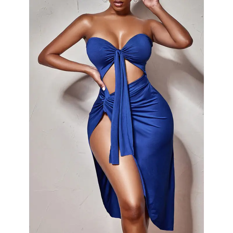 Sultry Strapless Slit Dress: Hot Summer Style! - Party Dresses
