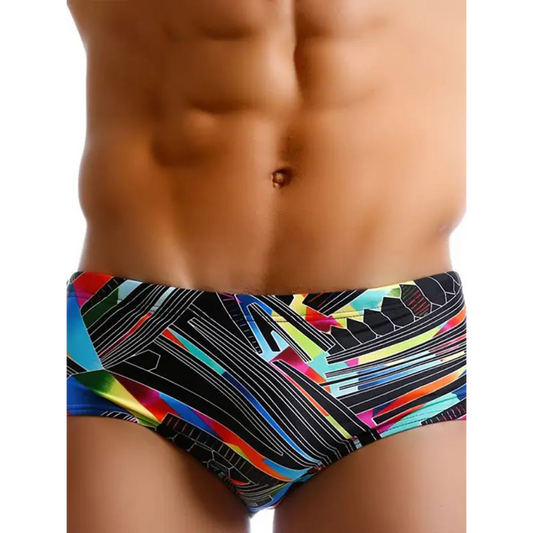 High Elasticity Geometric Print Boxer Shorts: Dive Into Summer Fun! - Swim Trunks