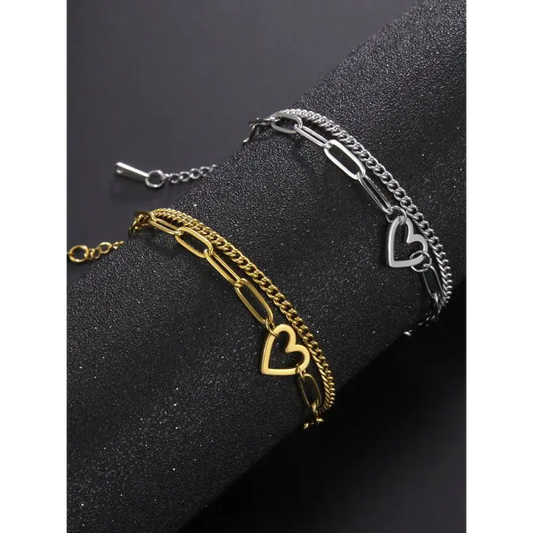 Love Pendant Double Chain: Elevate Your Style! - Bracelet