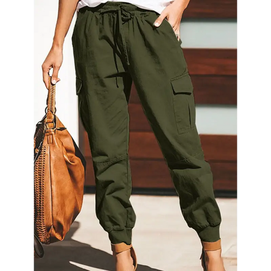 Colorful Cargo: Women’s Versatile Solid Trousers - Pants